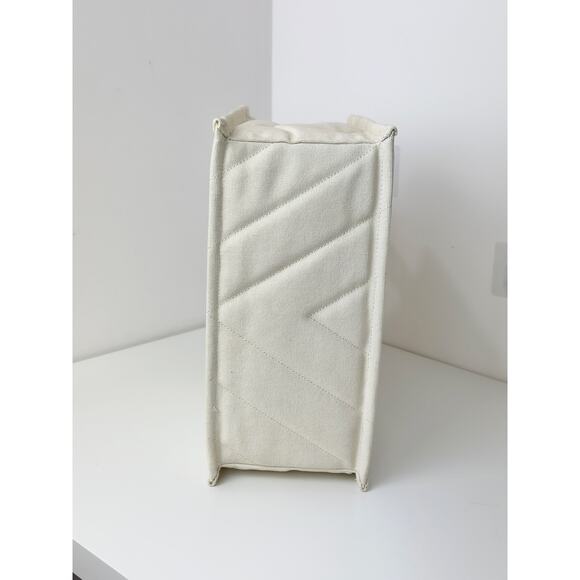 Sandro Kasbah Quilted Canvas Tote Bag Beige Cream Ecru Logo Minimalist $320 NWT - Picture 11 of 13